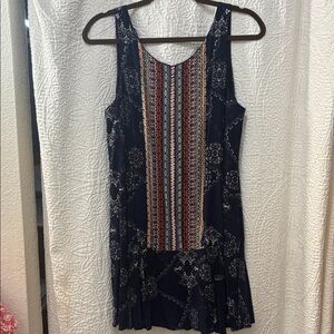 Entro Navy and Multicolor Striped Mini Dress